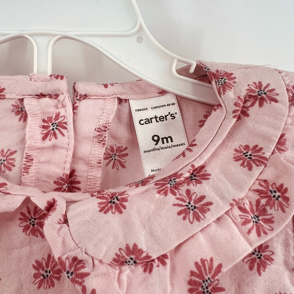 Carter’s Toddler Girl 2-Piece Floral Top and Denim Pants Set new 9m - Picture 7 of 11